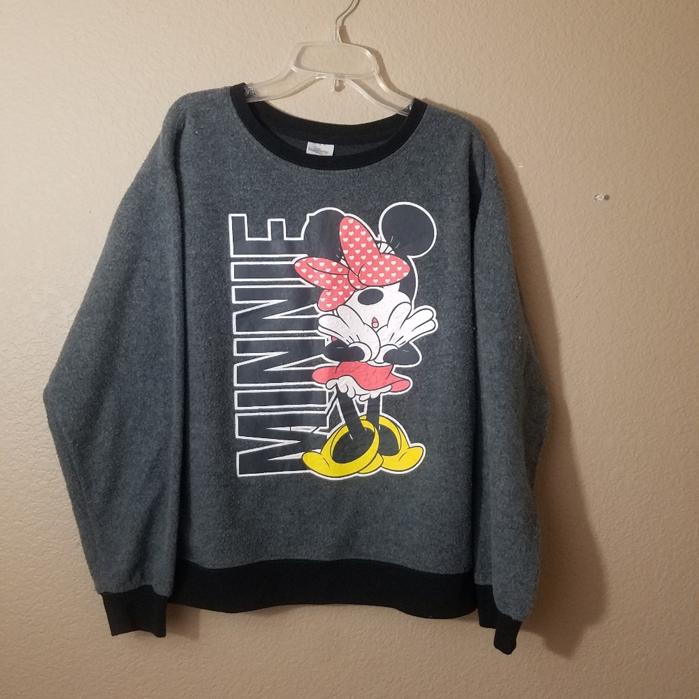 Disney Minnie mouse Big Bow, grey sweater Size Med